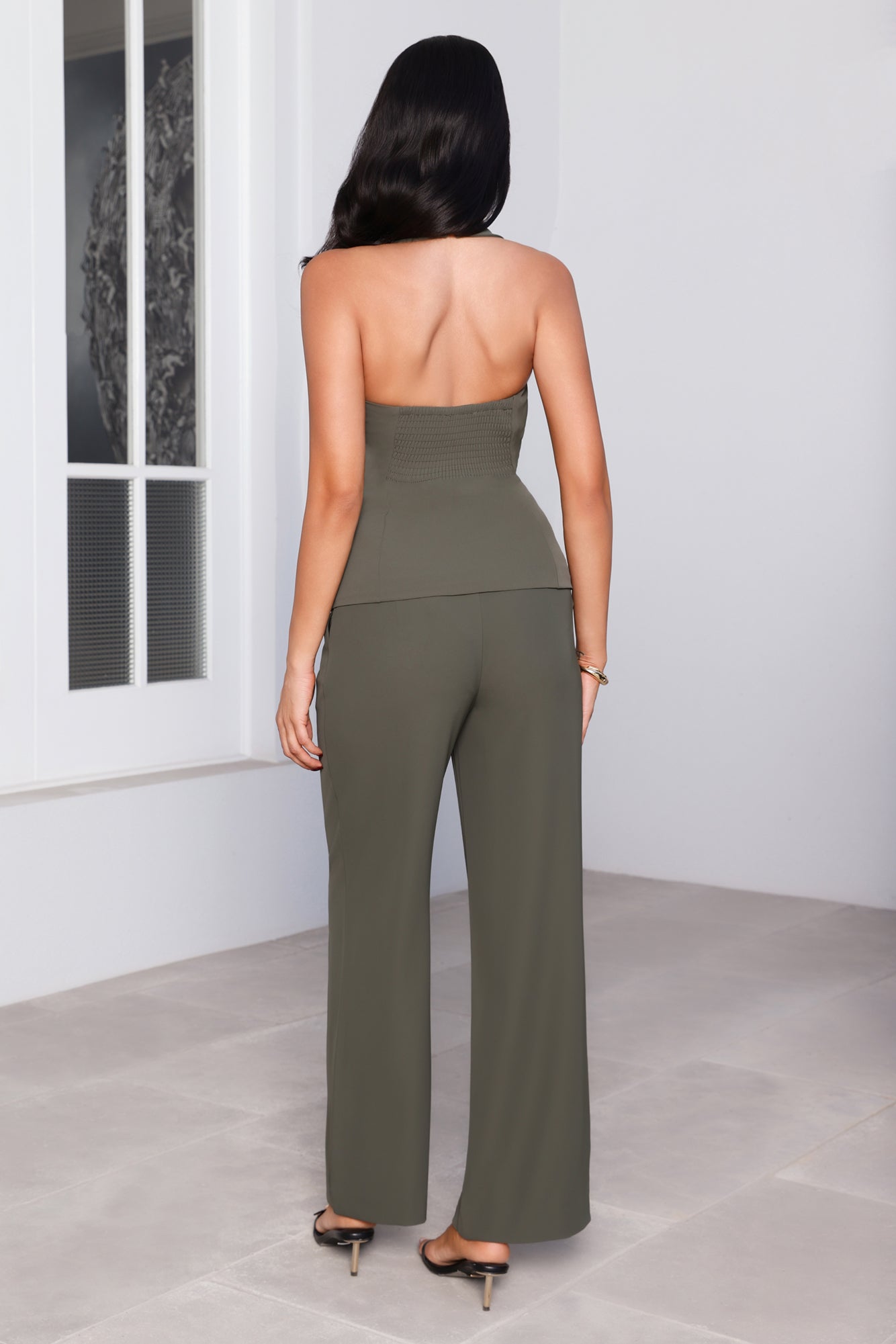 Modern Code Tailored Halter Top Khaki