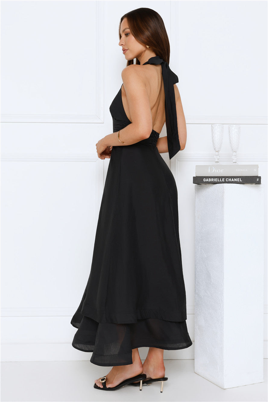 Opal Glow Halter Maxi Dress Black