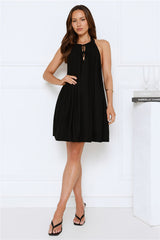 Dreamy Kisses Halter Mini Dress Black
