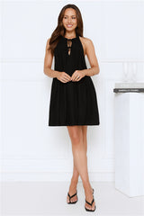 Dreamy Kisses Halter Mini Dress Black