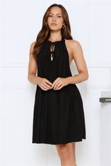 Dreamy Kisses Halter Mini Dress Black