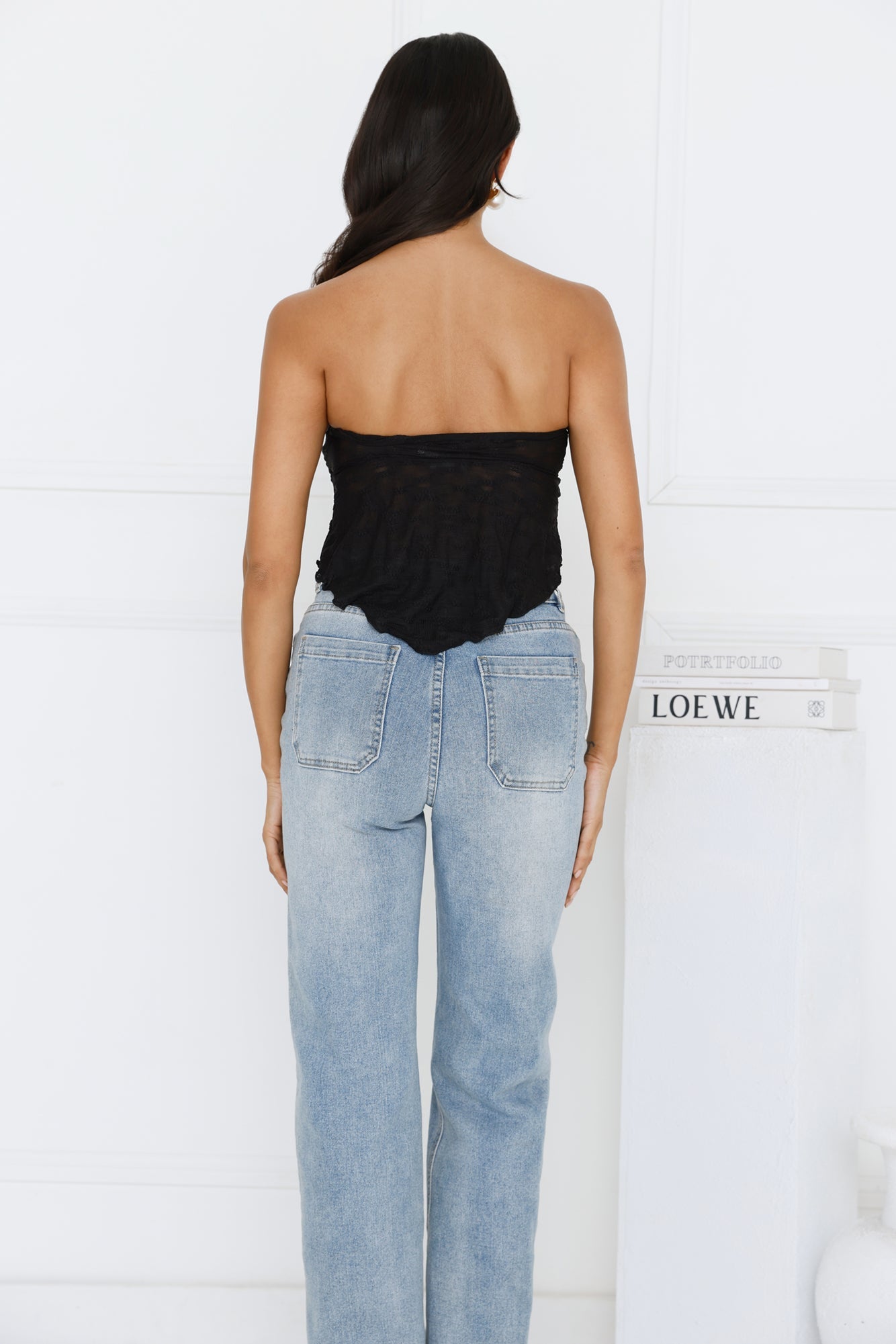 Sweet Berry Strapless Crop Top Black