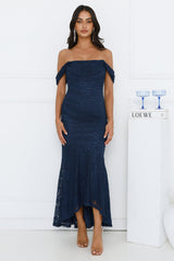 One To Want Off Shoulder Lace Maxi Dress Navy