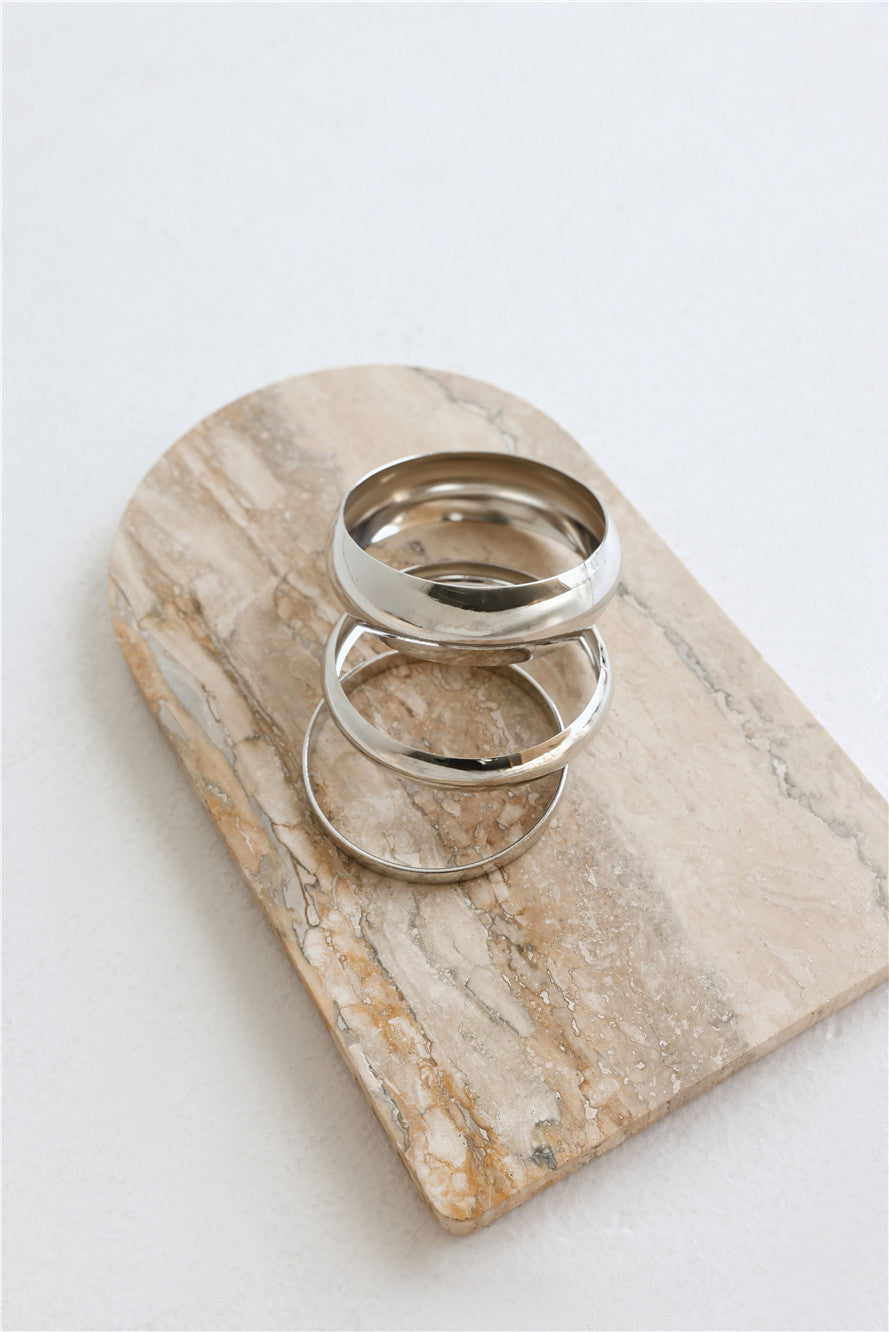 Trendy Style Bangles 3pk Silver