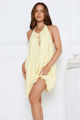 Dreamy Kisses Halter Mini Dress Yellow