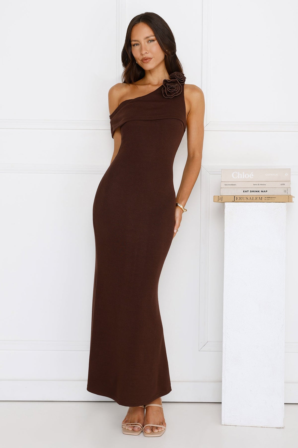 Softest Hour Off Shoulder Maxi Dress Brown
