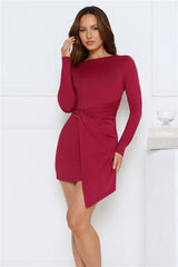 Slay Standard Long Sleeve Mini Dress Burgundy