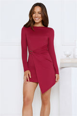 Slay Standard Long Sleeve Mini Dress Burgundy