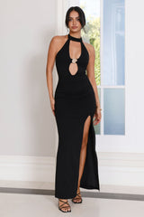 Sultry Secrets Halter Maxi Dress Black