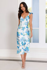 Wild Bloom Club Midi Dress White