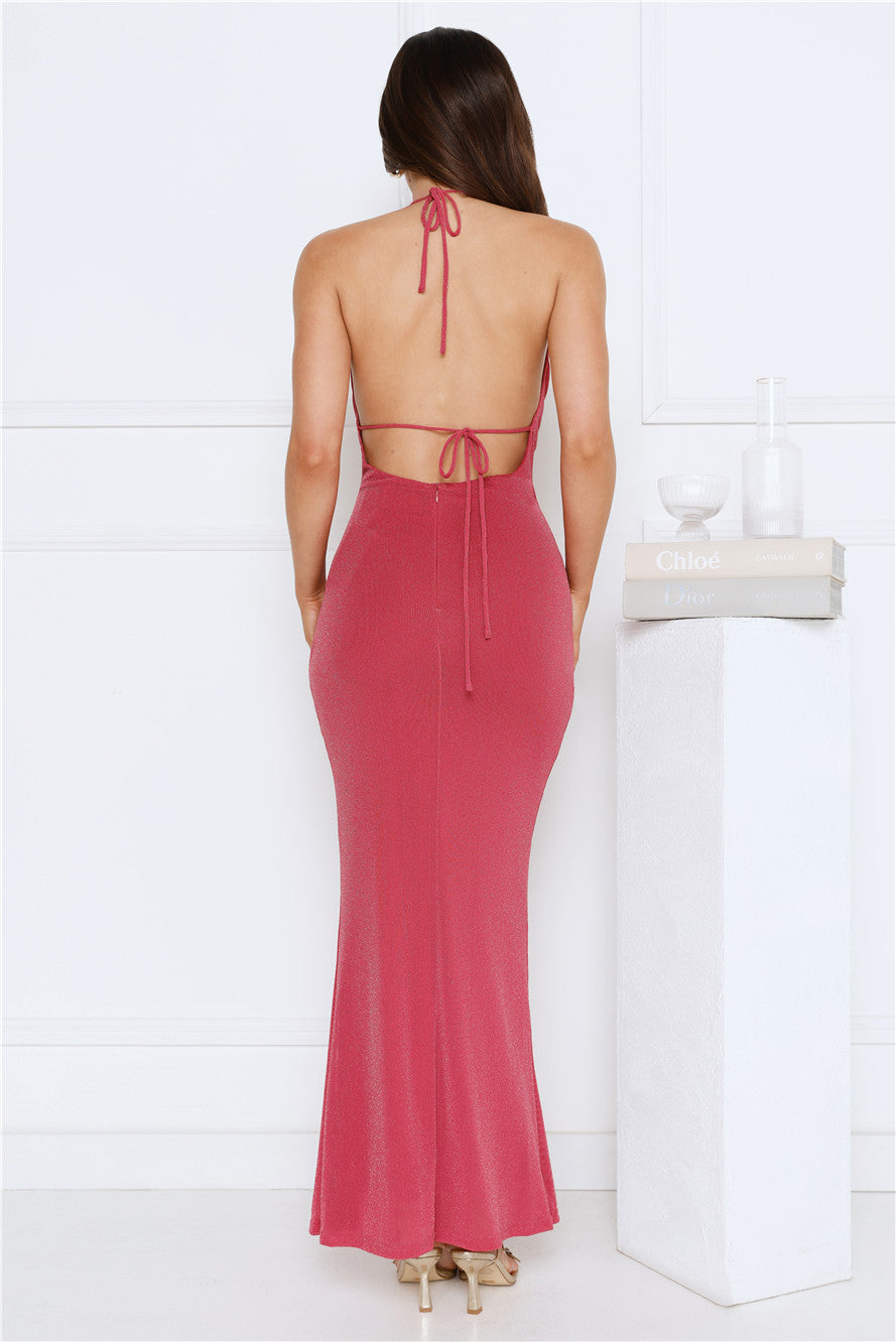 The Glow Club Halter Maxi Dress Pink