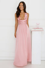 Lush Whispers Satin Maxi Dress Pink