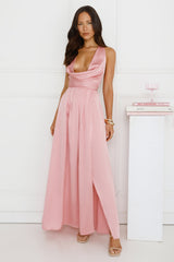 Lush Whispers Satin Maxi Dress Pink