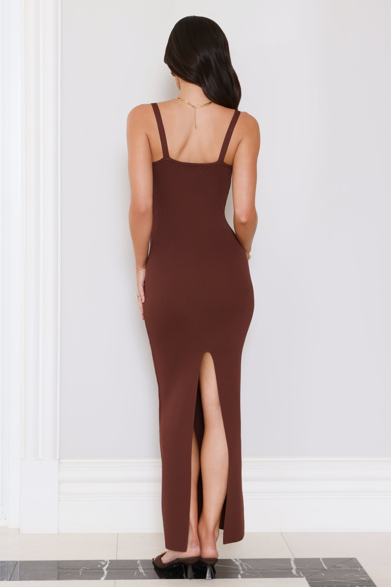 Nightfall In Paradise Knit Maxi Dress Chocolate