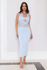 High Key Hottie Halter Maxi Dress Blue