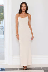 Nightfall In Paradise Knit Maxi Dress Beige