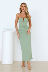Stylish Days Strapless Maxi Dress Sage