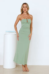 Stylish Days Strapless Maxi Dress Sage