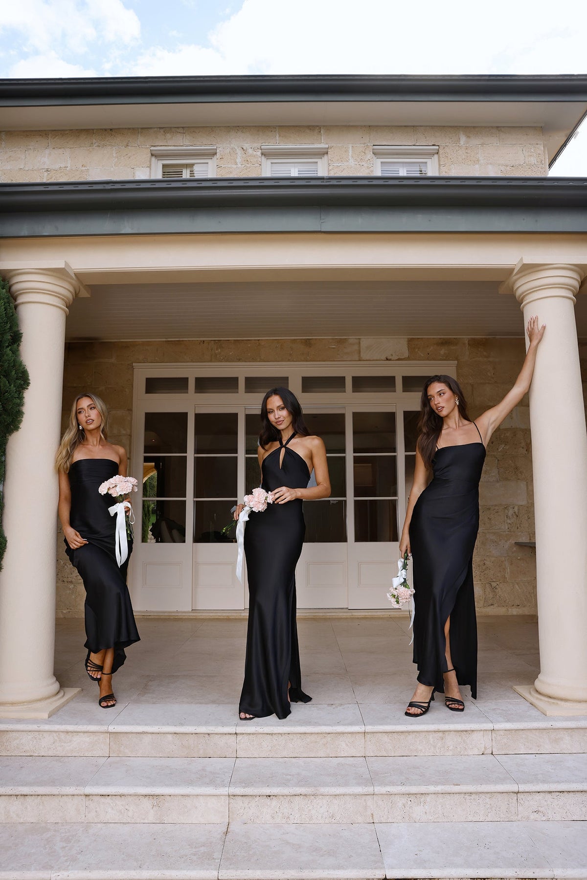 The Delilah Satin Halter Maxi Dress Black