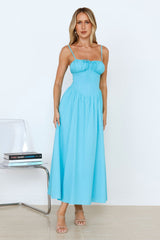 Whimsical Woods Maxi Dress Aqua