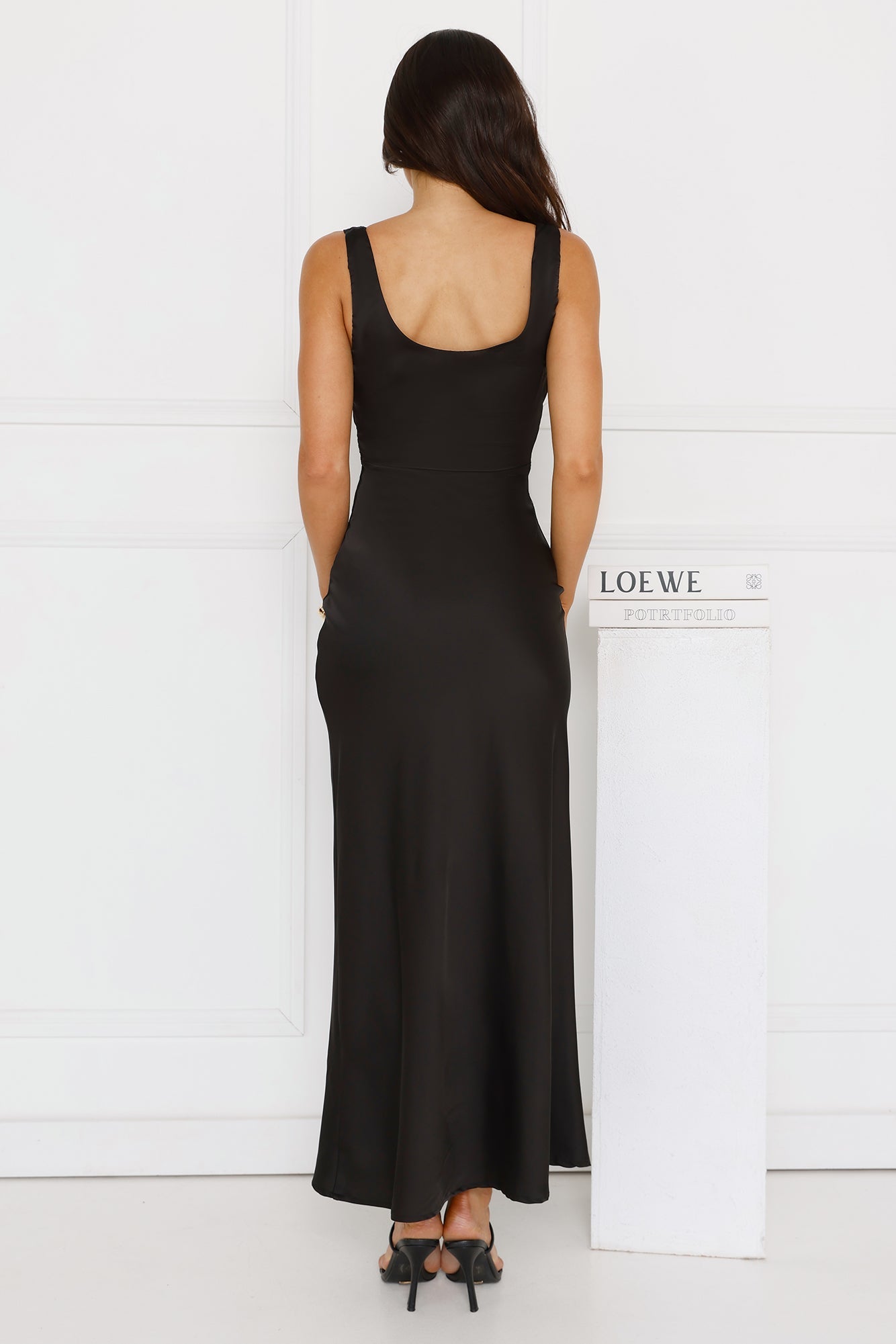 Silken Stars Satin Maxi Dress Black