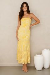 Style Empress Strapless Maxi Dress Yellow