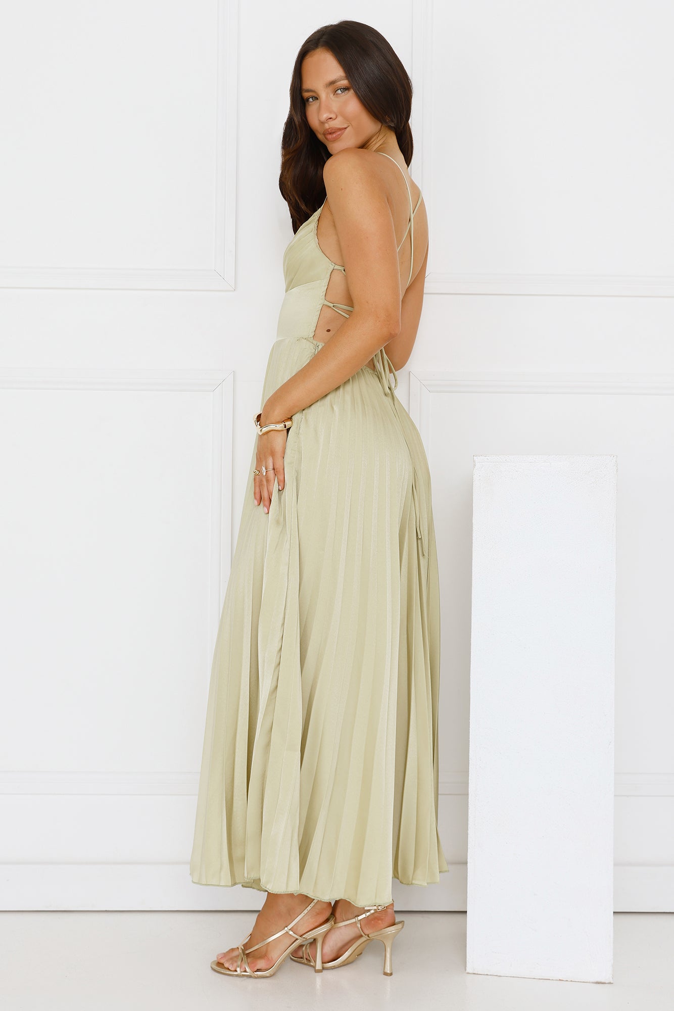 Exclusive Invite Satin Maxi Dress Lime