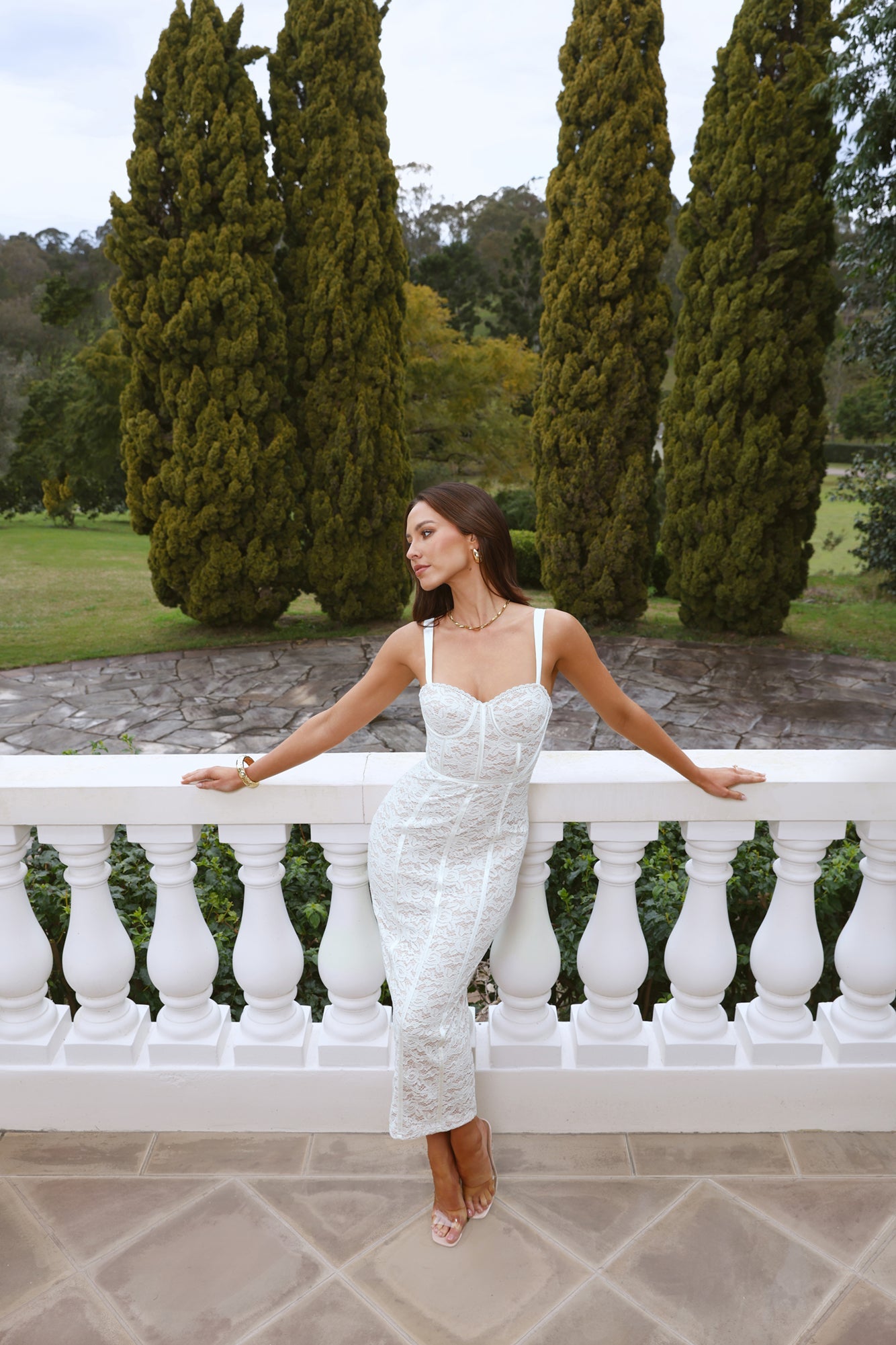 Delicate Lace Dream Midi Dress White