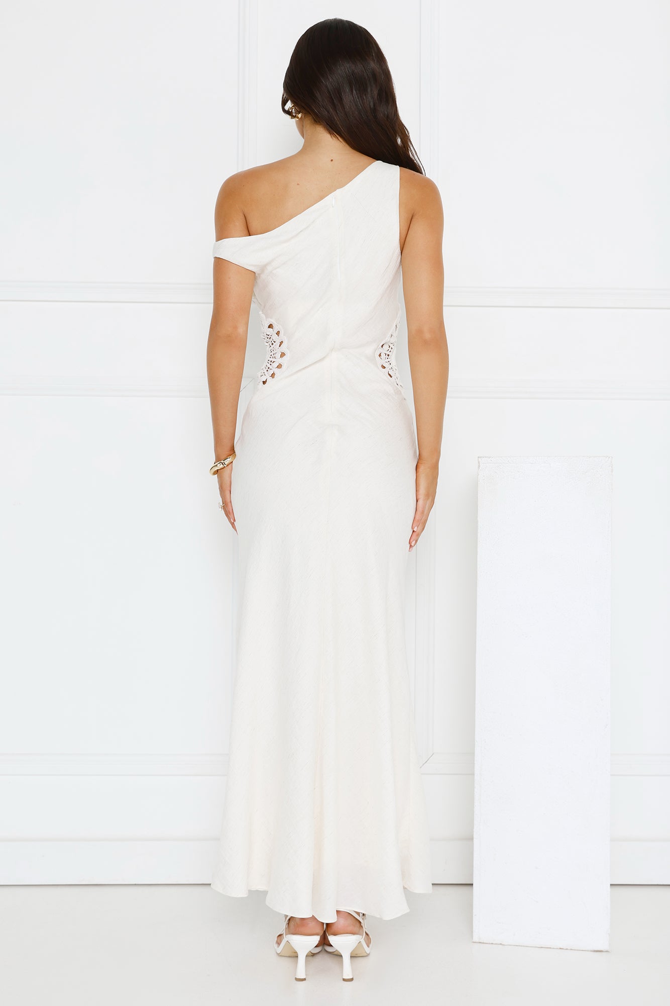 Pure Magic Linen Blend Off Shoulder Maxi Dress Cream