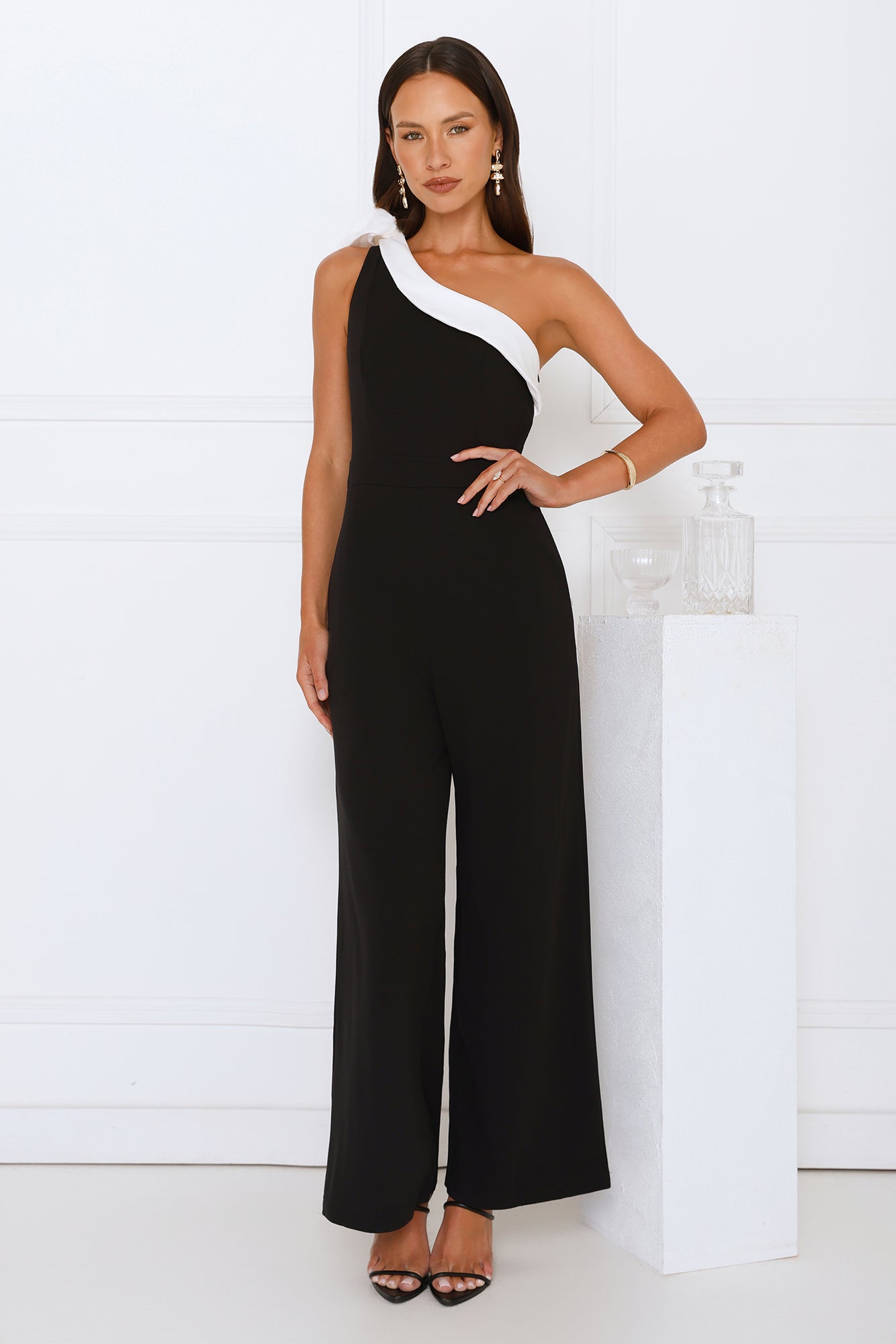 Power Pose One Shoulder Jumpsuit Black