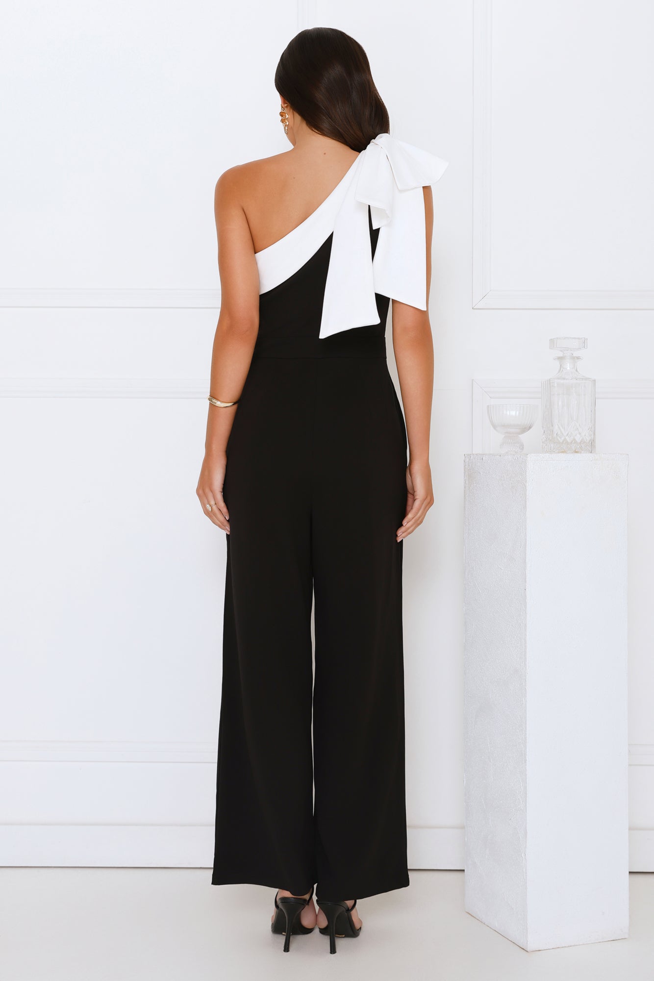 Power Pose One Shoulder Jumpsuit Black