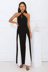 Starry Soirée Halter Maxi Dress Black