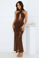 Love All Day Halter Maxi Dress Brown