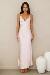 Chic 'Fit Slip Satin Maxi Dress Pink