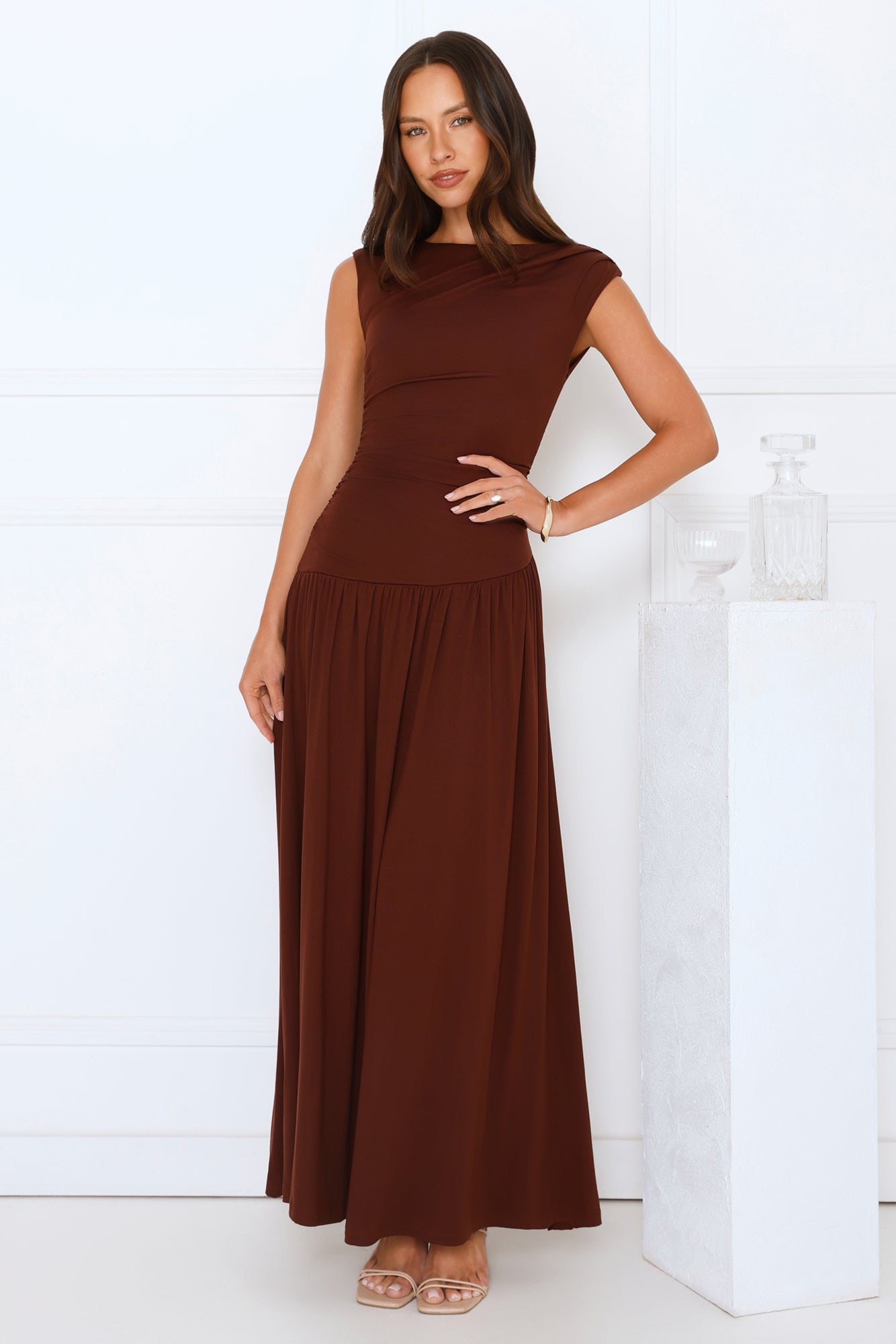 Sophisticated Simplicity Maxi Dress Brown