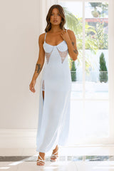 Midnight Heirloom Satin Maxi Dress Blue