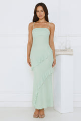 Luxe Minimalist Mesh Maxi Dress Sage