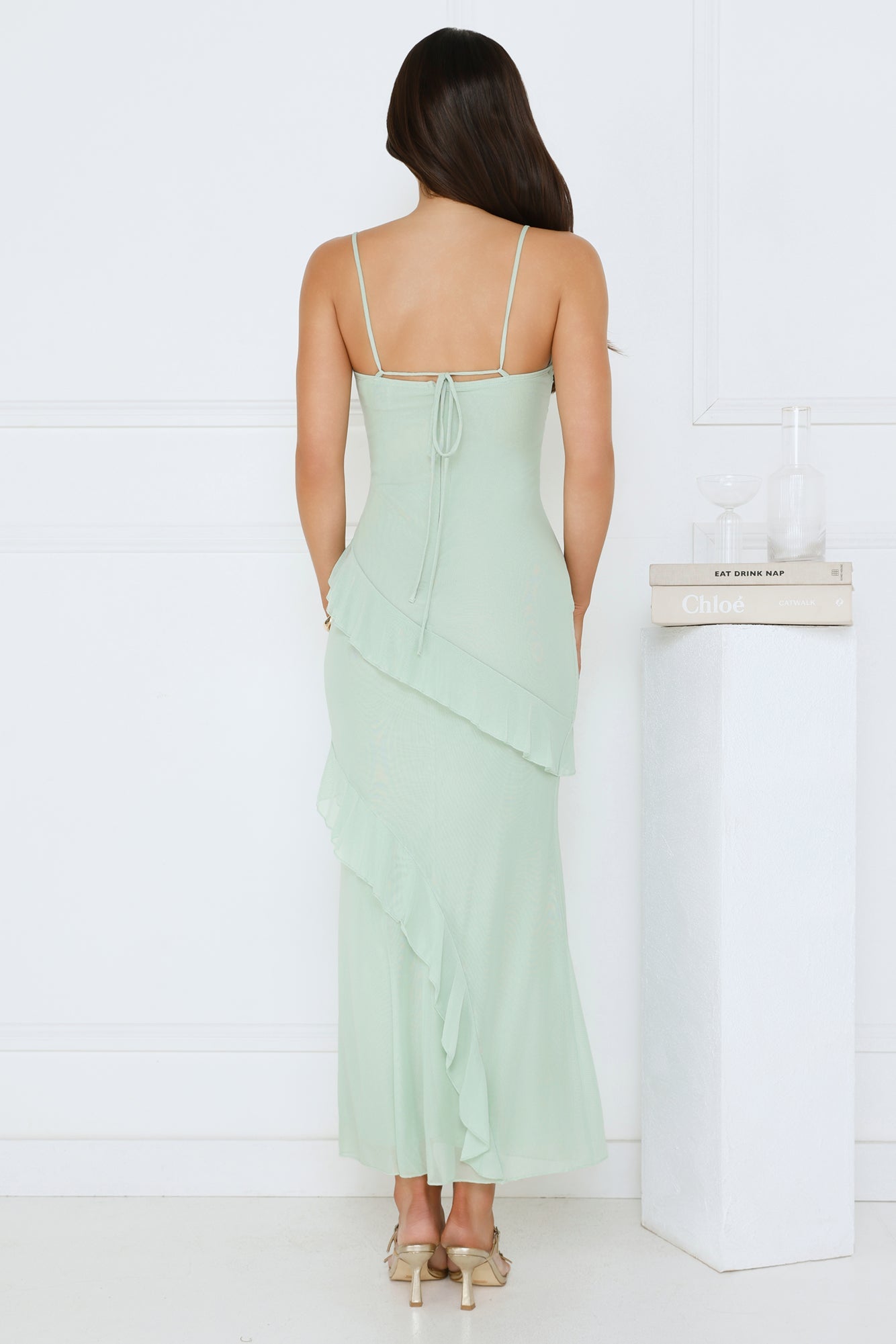 Luxe Minimalist Mesh Maxi Dress Sage