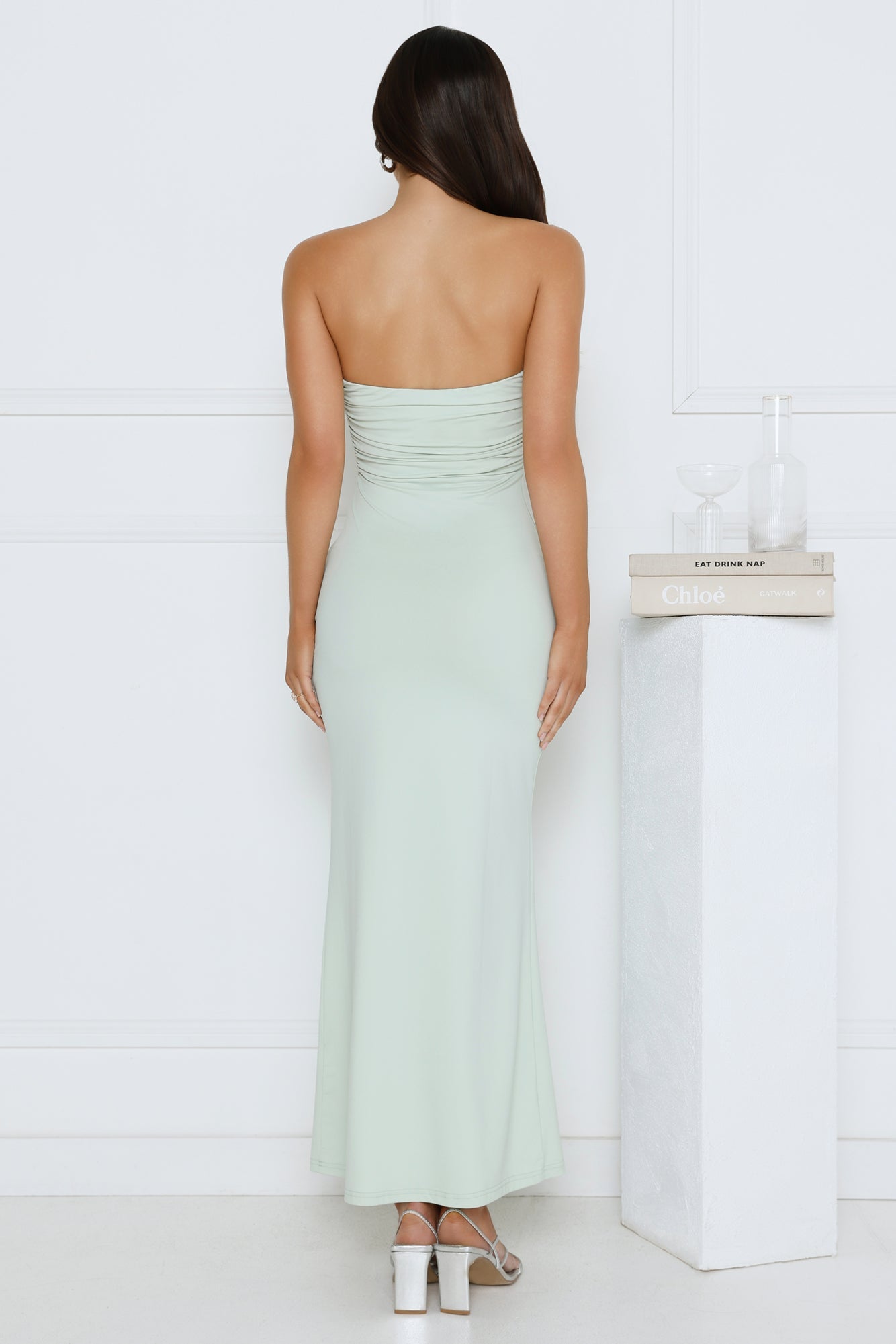 Hot Girl Social Strapless Maxi Dress Sage