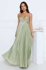 Prime Era Satin Maxi Dress Sage