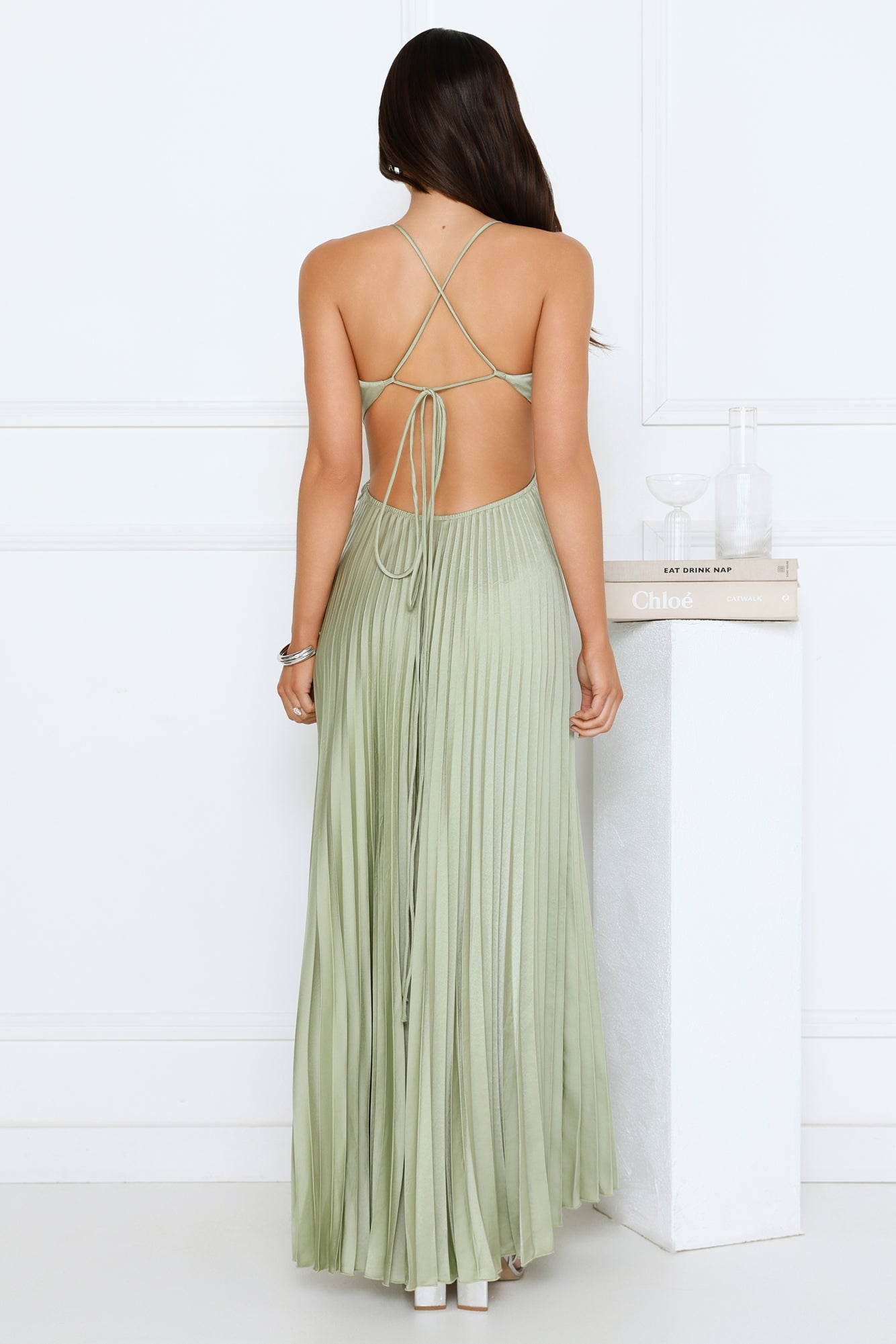 Prime Era Satin Maxi Dress Sage