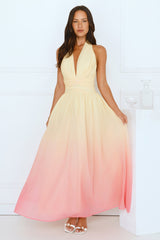 Angel Bloom Halter Maxi Dress Yellow