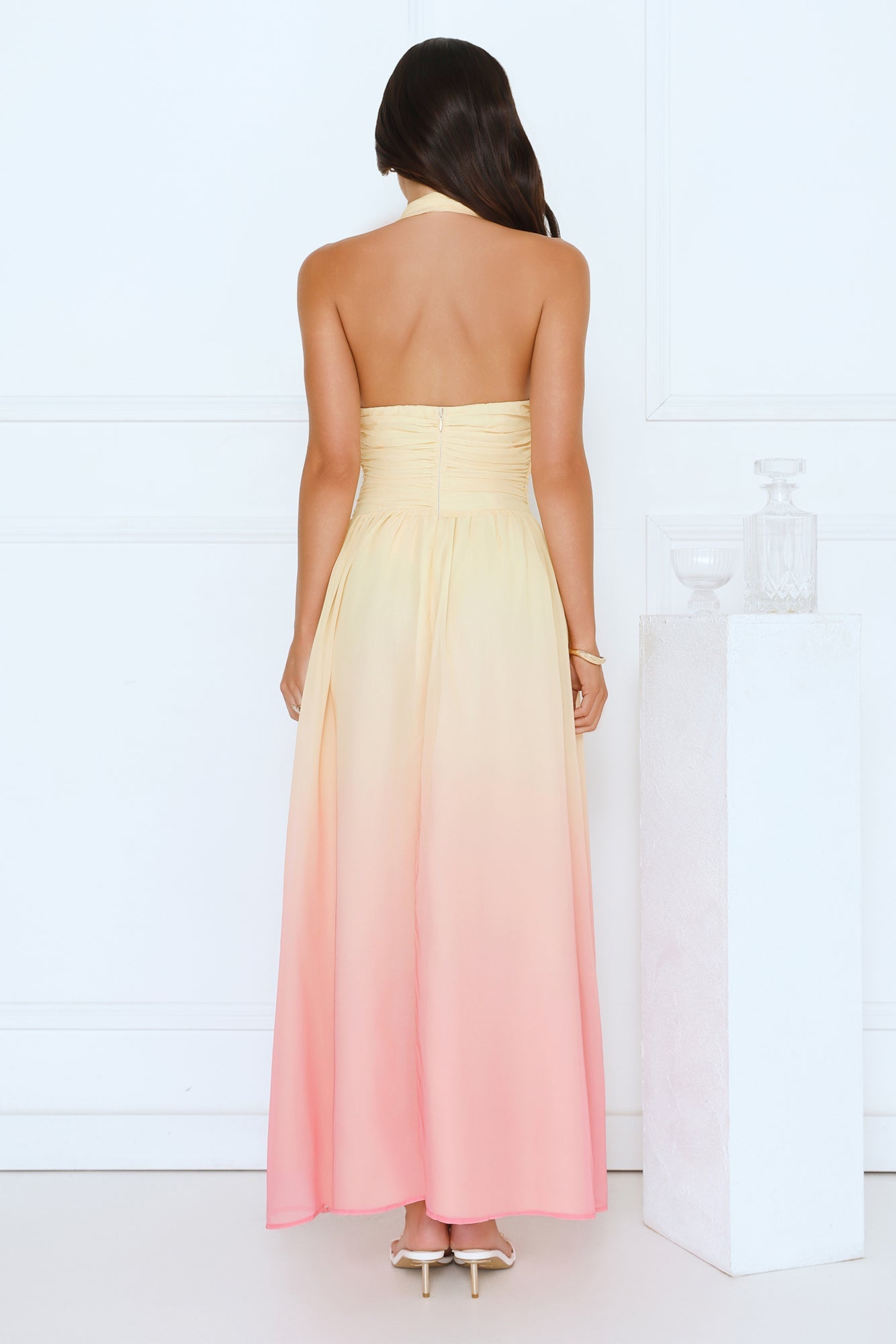 Angel Bloom Halter Maxi Dress Yellow