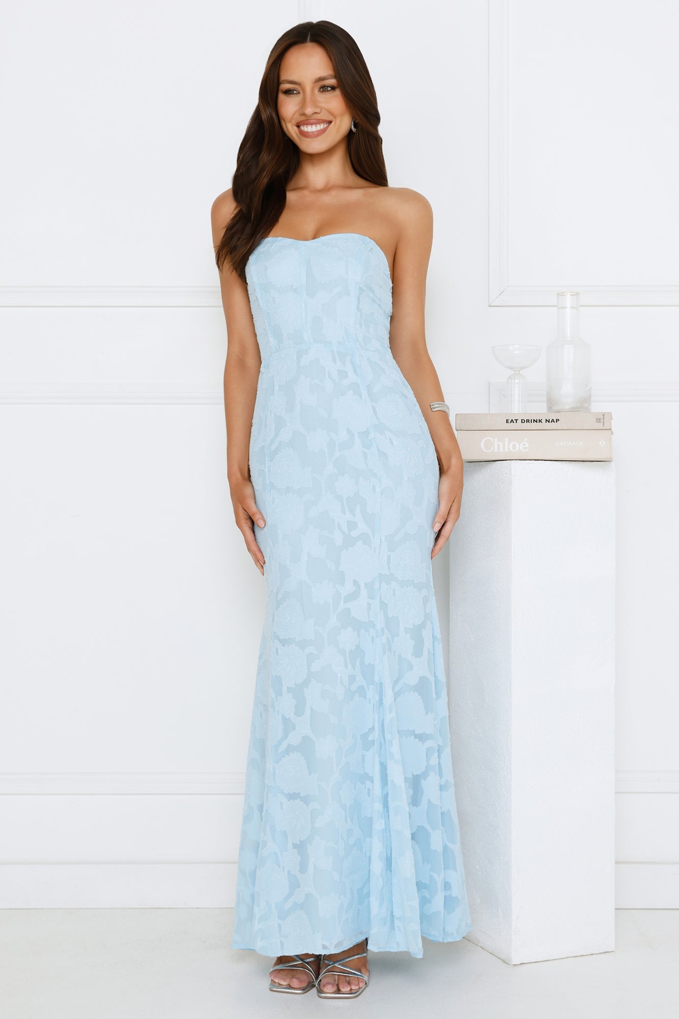 Sea Kissed Strapless Maxi Dress Blue