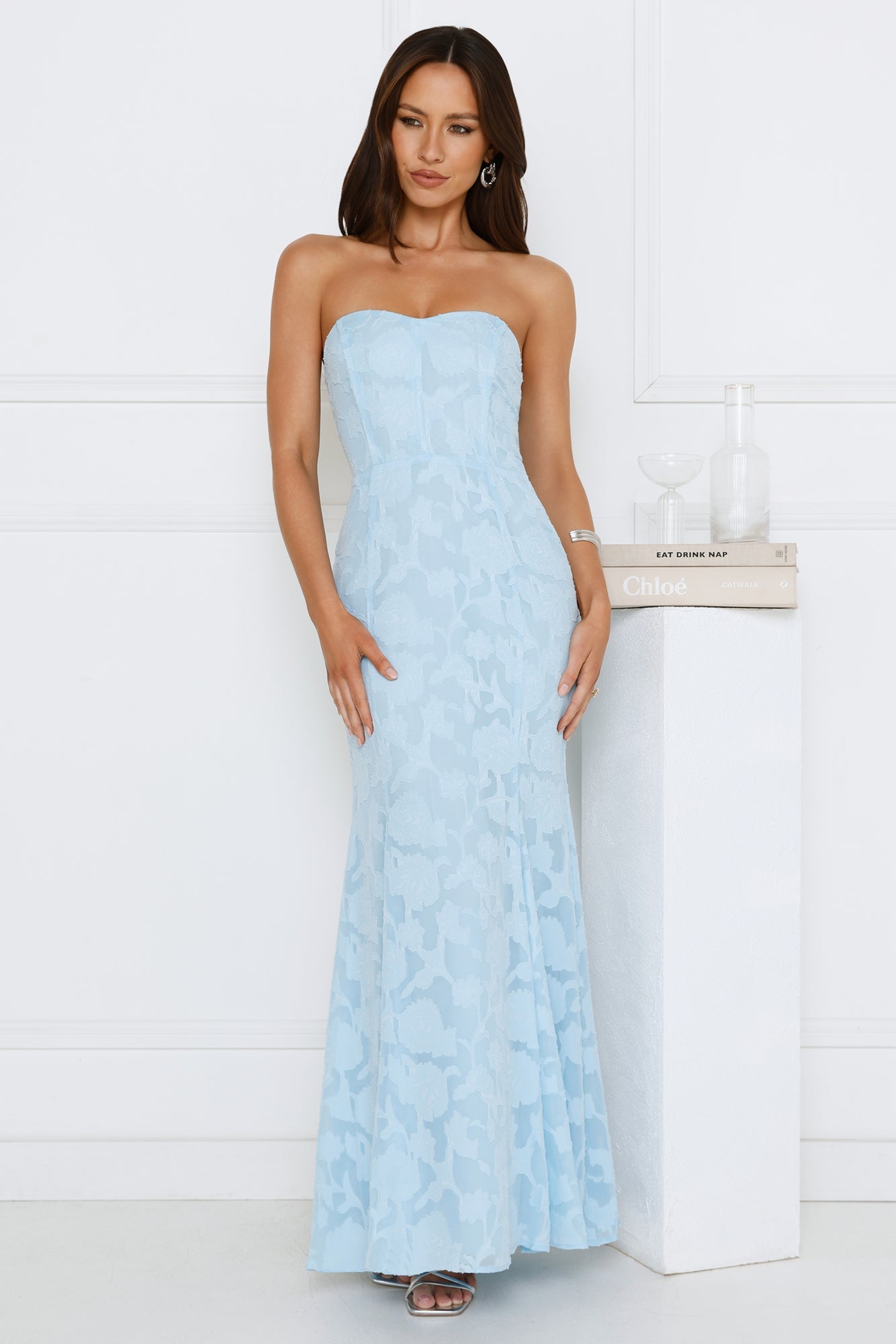 Sea Kissed Strapless Maxi Dress Blue