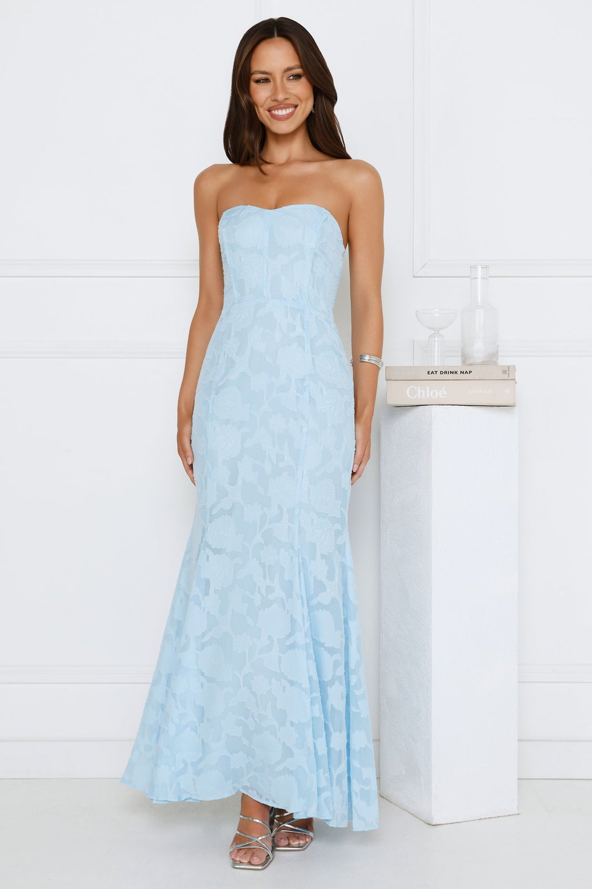 Sea Kissed Strapless Maxi Dress Blue