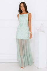 Pretty Girl Phase Mesh Maxi Dress Sage