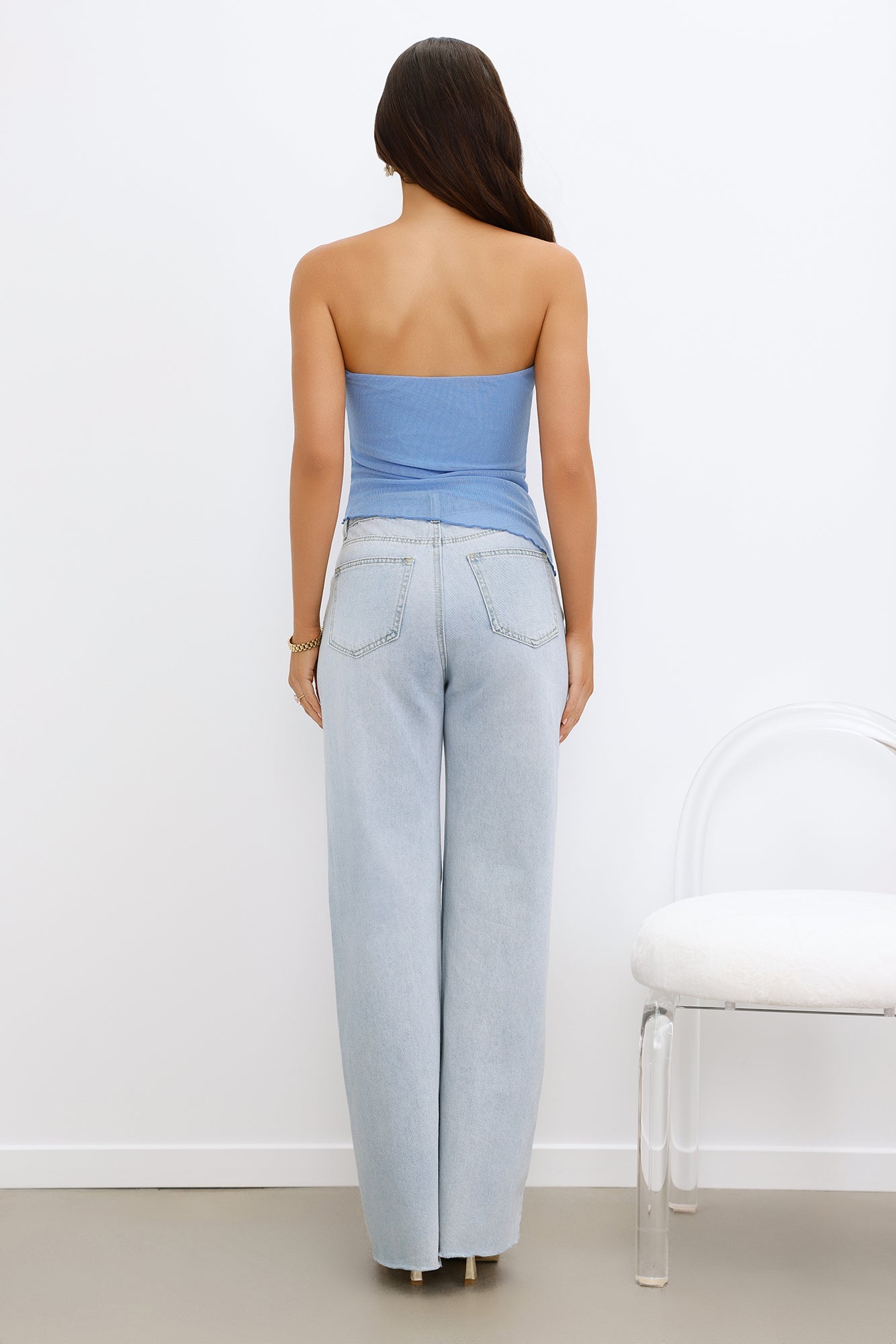 Pretty Girl Energy Strapless Top Blue