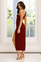 Living My Dream One Shoulder Midi Dress Wine