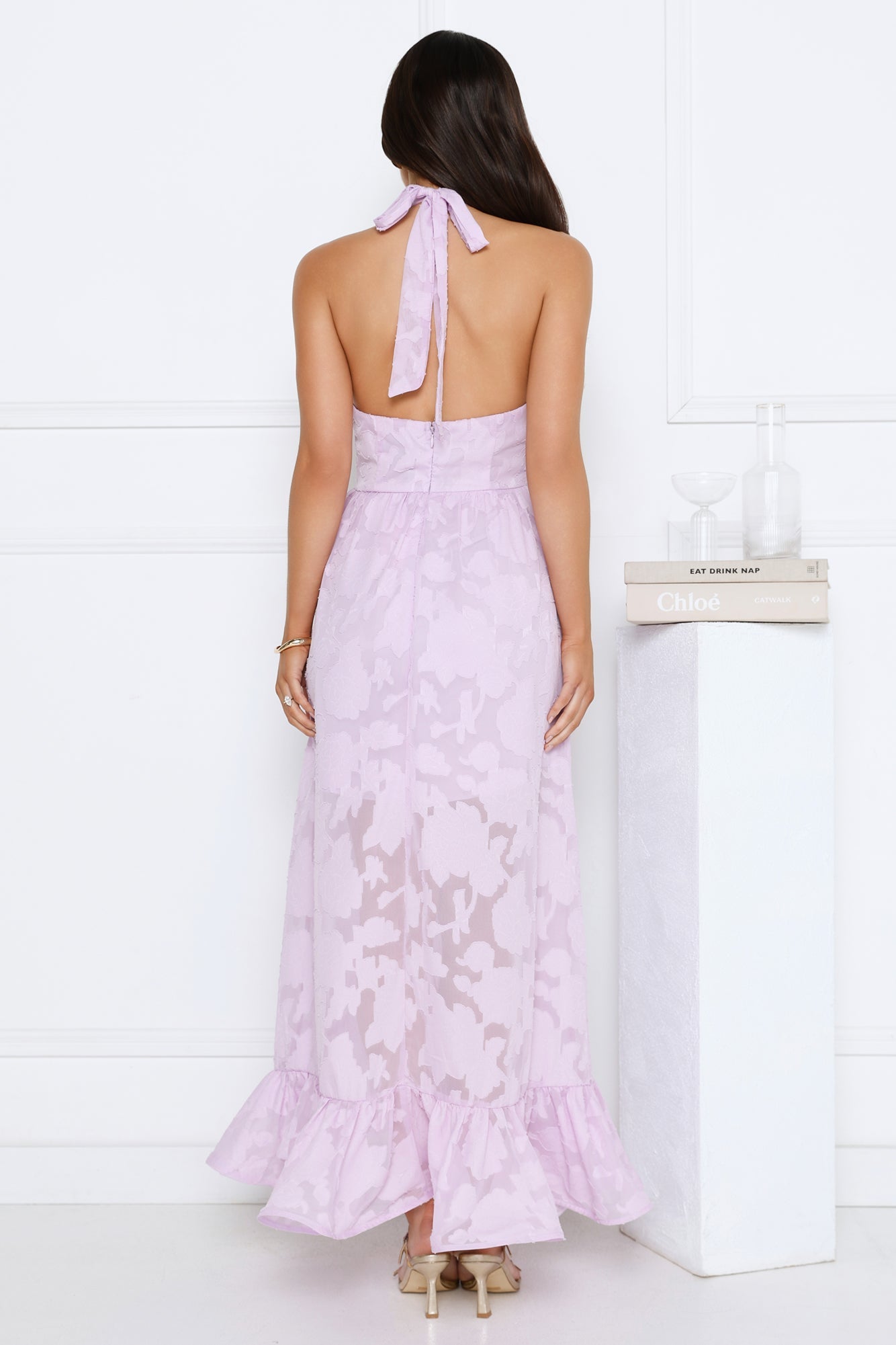 Sunbeam Shell Halter Maxi Dress Lilac